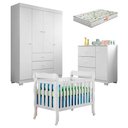 Ver imagem 1 de Quarto de Bebê Duda 4 Portas e Berço Americano Lila Branco Brilho com Colchão Gazin - Phoenix