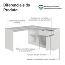 Ver mais imagens de Penteadeira em L MDDR01003209 Moderno 1 Gaveta MDP 257cm Branco