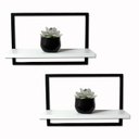 Ver imagem 1 de Kit 2 Prateleira Quadro Retangular Horizontal 40x28 com Base Branca