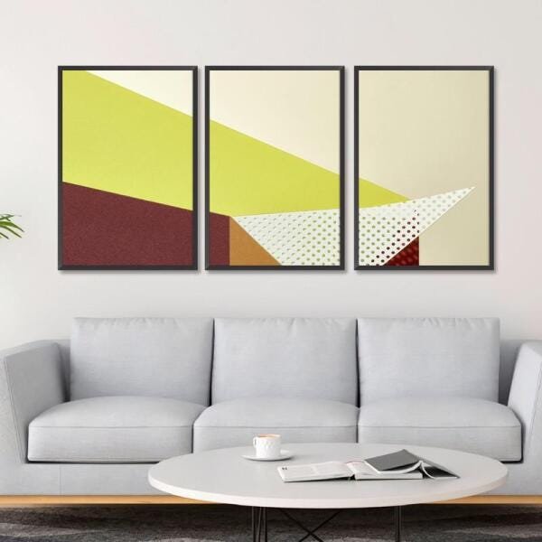 Conjunto Quadros Minimalismo Abstrato Jogo 3 Peças 136x64 - 3