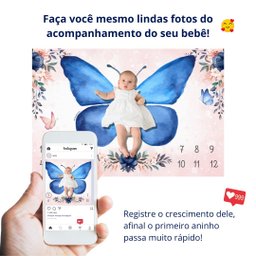 Lençol Cenário Foto Mêsversário Borboletinha Minhaestrelinha Minha Estrelinha Lençol Cenário Foto Mê - 6