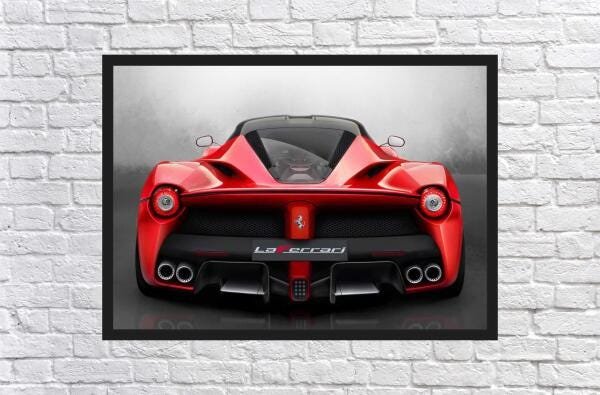 Quadro Decorativo Carro Ferrari Vermelha Com Moldura G02 - 3