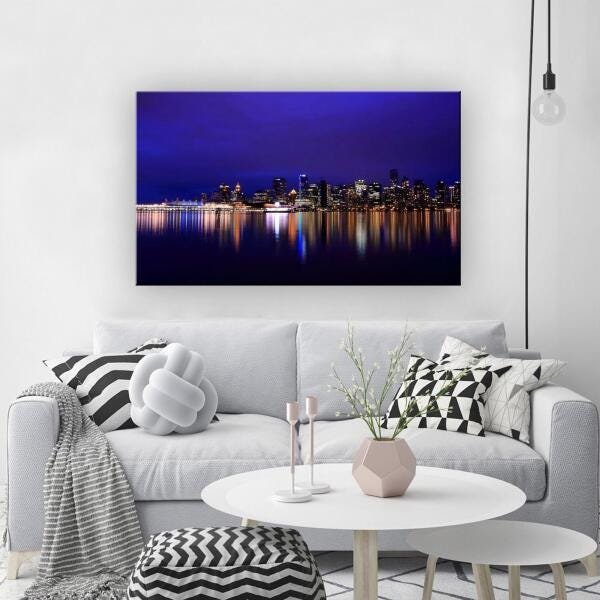 Quadro Decorativo Cidade Com Luzes Para Sala 1 Peça M3 - 4