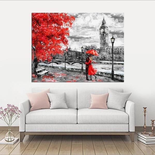 Quadro Decorativo Casal Vermelho 1 Peça - 1