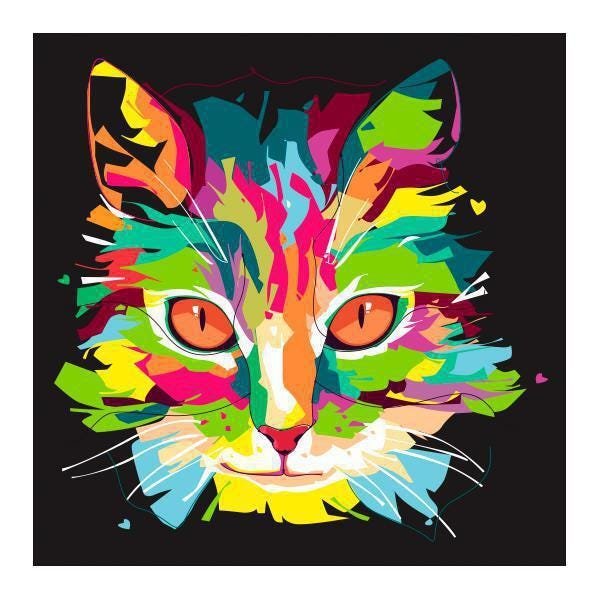 Quadro Decorativo Tela Canvas Gato Abstrato 60X60Cm - 1