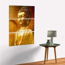 Quadro Buda Decorativo Vertical Para Parede 3 Peças - 1