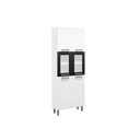 Ver imagem 1 de Cristaleira de Cozinha Paneleiro Múltipla 6037 com 6 Portas 2 com Vidro 70cm Branco Preto Bertolini