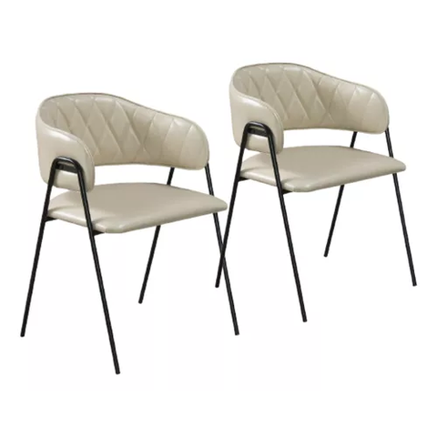 Kit 2 Cadeiras para Mesa de Jantar Veneza Base em Metal Corino Bege - C&m Decor