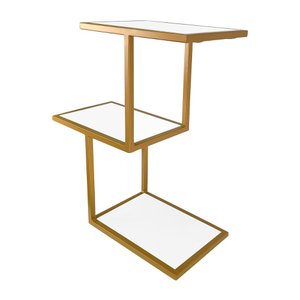 Prateleira Decorativa para Quarto Sala Escritório Canyon - Dourado/branco