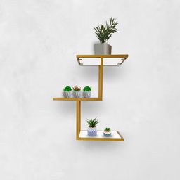 Prateleira Decorativa para Quarto Sala Escritório Canyon - Dourado/branco - 2