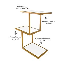 Prateleira Decorativa para Quarto Sala Escritório Canyon - Dourado/branco - 5
