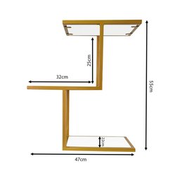 Prateleira Decorativa para Quarto Sala Escritório Canyon - Dourado/branco - 3