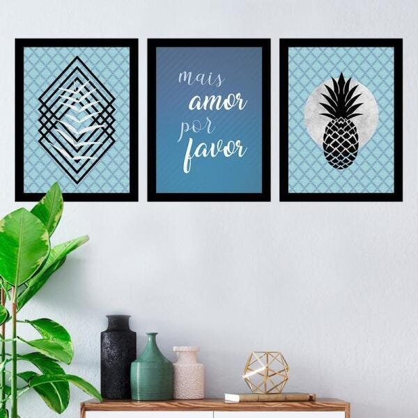 Kit 3 Quadros Decorativos 27x36cm Cada Mais Amor Por Favor - 2