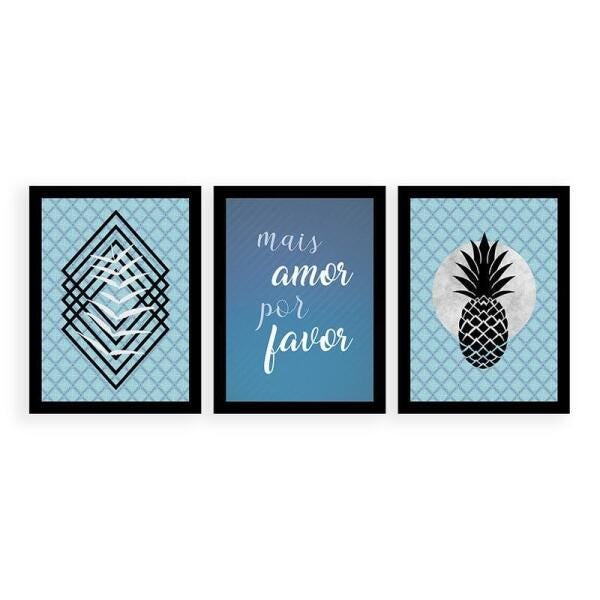 Kit 3 Quadros Decorativos 27x36cm Cada Mais Amor Por Favor - 1
