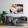Quadro Duo Abstrat Moderno Branco Marrom Preto Canvas - 2