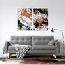 Quadro Duo Abstrat Moderno Branco Marrom Preto Canvas - 3