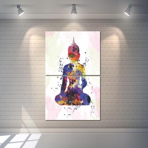 Quadro Decorativo Buda Colorido 2 Peças - 2