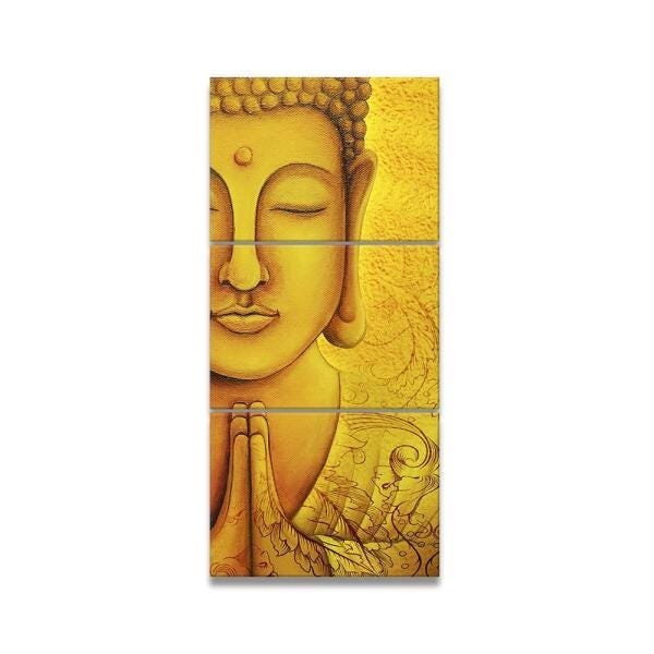 Quadro Decorativo 122X60 Sala Quarto Abstrato Buda Amarelo - 1