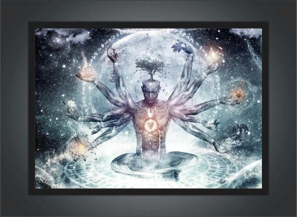 Quadro Decorativo Budismo Buda Chácras Com Moldura G05 - 2