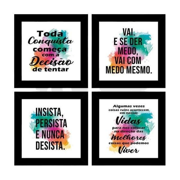 Quadros Decorativos 4 Quadros 19X19Cm Cada Insista Persista - 1