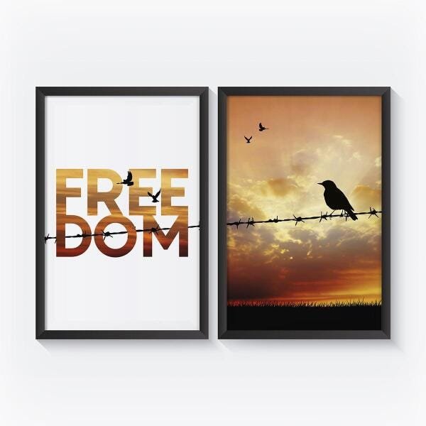 Quadro Frase Freedom Decorativo Moderno Para Sala Moldura - 2