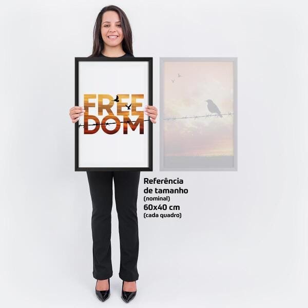 Quadro Frase Freedom Decorativo Moderno Para Sala Moldura - 4