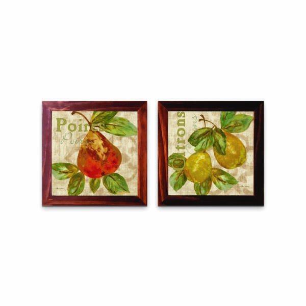 Kit 2 Quadros Decorativos Frutas Vintage Madame Capricho 23 cm - 1