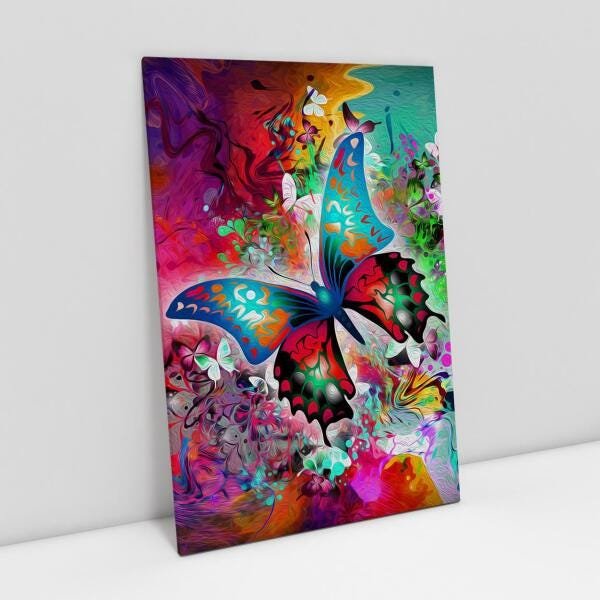 Quadro Decorativo Borboleta Colorida Sala Quarto Aquarela - 1