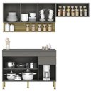 Ver imagem 2 de Armário de Cozinha 3 Peças Balcão com Tampo 150cm Lina15 K02 Gris/Freijó - Mpozenato