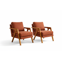 Ver imagem 2 de Kit 2 Poltronas Mona Luxo Madeira Maciça Linho Terracota para Sala de Estar Decorativa Moderna