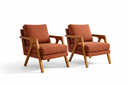 Ver imagem 2 de Kit 2 Poltronas Mona Luxo Madeira Maciça Linho Terracota para Sala de Estar Decorativa Moderna
