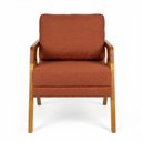 Ver imagem 4 de Kit 2 Poltronas Mona Luxo Madeira Maciça Linho Terracota para Sala de Estar Decorativa Moderna