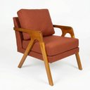 Ver imagem 3 de Kit 2 Poltronas Mona Luxo Madeira Maciça Linho Terracota para Sala de Estar Decorativa Moderna