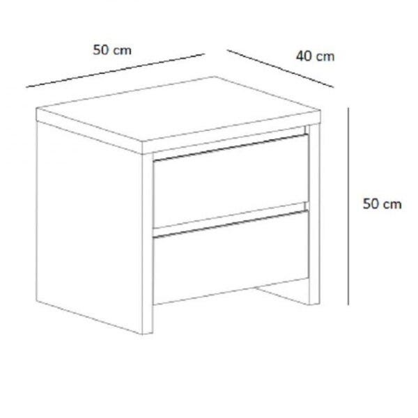 Mesa de Cabeceira 2 Gavetas com Rodízios Uvim - 3