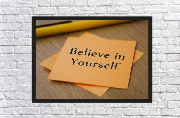 Quadro Decorativo Frases Believe In Yourself Com Moldura - 2