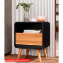 Ver imagem 2 de Kit 2 Mesas de Cabeceira Retrô com Gaveta Channel - Preto com Nature