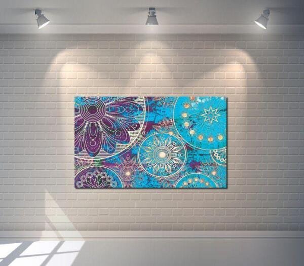 Quadro Decorativo Mandala Moderna Azul - 2