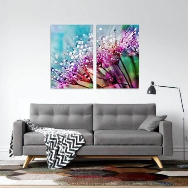 Quadro Flor Dente de Leão Colorida Conjunto 2 Telas - 3