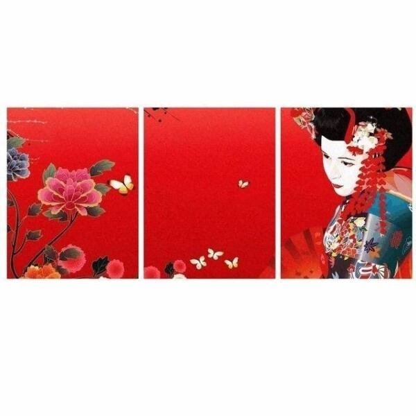 Quadro Gueixa Oriental Japonesa Decor 125X40 - 1