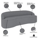Ver imagem 3 de Sofá 4 Lugares para Sala de Estar Living 230cm Theo D06 Bouclê Cinza - Mpozenato