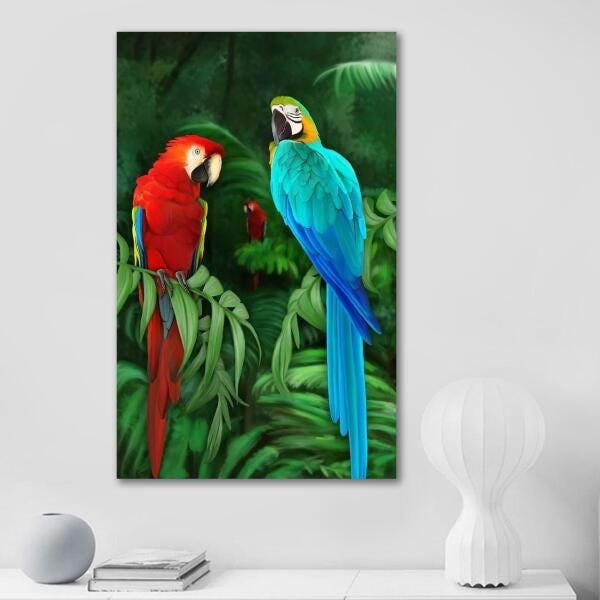 Quadro Decorativo Arara Azul E Vermelha 1 Peça - 3