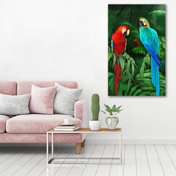 Quadro Decorativo Arara Azul E Vermelha 1 Peça - 4