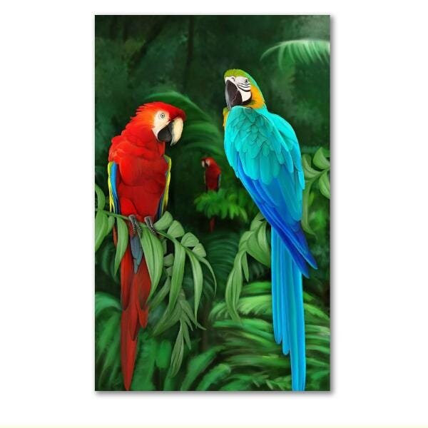 Quadro Decorativo Arara Azul E Vermelha 1 Peça - 2