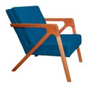 Ver imagem 4 de Poltrona Decorativa Braços de Madeira Sala de Estar Monalisa Suede Azul Royal - LM DECOR