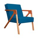 Ver imagem 2 de Poltrona Decorativa Braços de Madeira Sala de Estar Monalisa Suede Azul Royal - LM DECOR