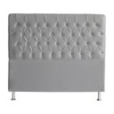 Ver imagem 2 de Kit Estrela Cabeceira De Cama Box e Calçadeira Baú Pés Palito Botão Cristal King 195 Cm Suede Prata