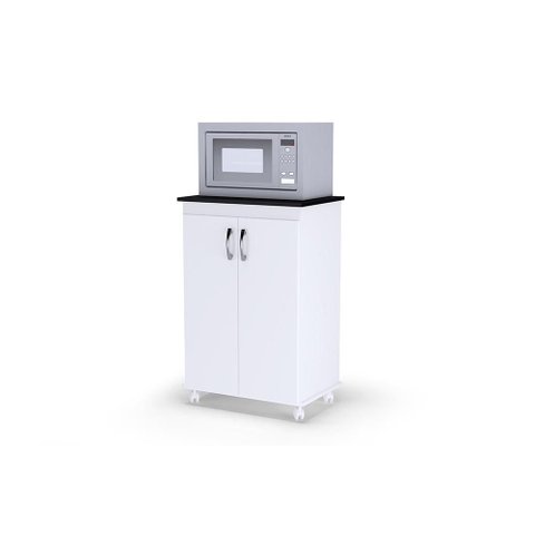 Balcão Multiuso Microondas 02 Portas Vitoria Ajl:branco/preto