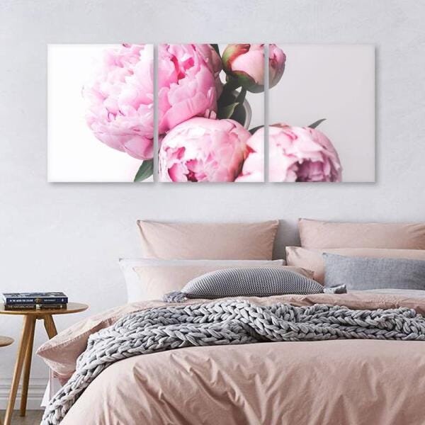Quadro De Peonias Rosas 160X65 - 2
