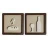Kit 2 Quadros De Cozinha 21Cm Pão E Vinho: Branco E Bege - 1