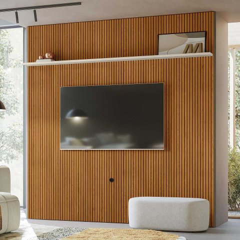 Painel Decorativo 245cm Hirta Frisado Mdp até 75 Cinamomo/offwhite G97 - Gran Belo